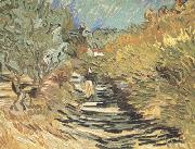 Vincent Van Gogh A Road at Sain-Remy with Female Figure (nn04) oil painting on canvas